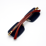 Carter - Rimless Sunglass - Fashion - Unisex - Wooden Style - UV Protected.