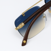 Carter - Rimless Sunglass - Fashion - Unisex - Wooden Style.