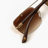 Carter - Rimless Sunglass - Fashion - Unisex - Wooden Style - UV Protected.