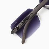 Carter - Rimless Sunglass - Fashion - Unisex - Wooden Style - UV Protected.