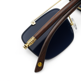 Carter - Rimless Sunglass - Fashion - Unisex - Wooden Style - UV Protected.