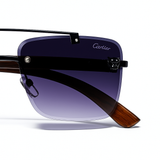 Carter - Rimless Sunglass - Fashion - Unisex - Wooden Style - UV Protected.