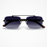 Carter - Rimless Sunglass - Fashion - Unisex - Wooden Style - UV Protected.