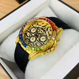 RLX Rainbow Skeleton Crystal β Gold Finish | Date | Warranty