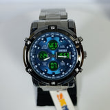SKMEI Original Full Metal | Dual Time | Heavy Men’s Look | 6 Month Wrranty (Grey - Blue)