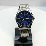 Poedagar P-615 | Dual Tone Stainless Steel | Day & Date Display (Navy Blue)