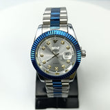 Zforce Royal Blue Chain Watch – Day & Date | Dual-Tone Steel