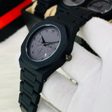 Arabic Aura Metal Heavyweight Matte Black Watch | Date Function | Butterfly Lock