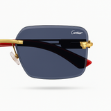 Carter - Rimless Sunglass - Fashion - Unisex - Wooden Style - UV Protected.