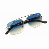 Carter - Rimless Sunglass - Fashion - Unisex - Wooden Style.