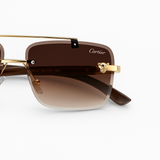 Carter - Rimless Sunglass - Fashion - Unisex - Wooden Style - UV Protected.