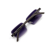 Carter - Rimless Sunglass - Fashion - Unisex - Wooden Style - UV Protected.