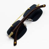 Carter - Rimless Sunglass - Fashion - Unisex - Wooden Style - UV Protected.