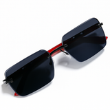 Carter - Rimless Sunglass - Fashion - Unisex - Wooden Style - UV Protected.