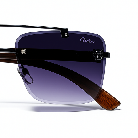 Cartier - Rimless Sunglass - Fashion - Unisex - Wooden Style - UV Protected.
