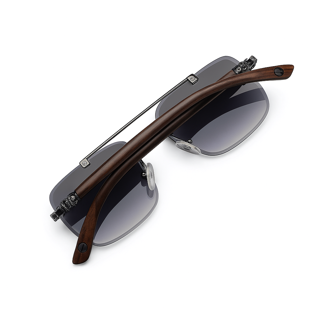 Cartier - Rimless Sunglass - Fashion - Unisex - Wooden Style - UV Protected.