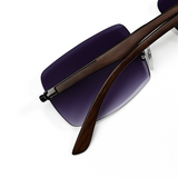 Carter - Rimless Sunglass - Fashion - Unisex - Wooden Style - UV Protected.