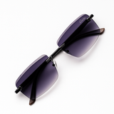 Carter - Rimless Sunglass - Fashion - Unisex - Wooden Style - UV Protected.