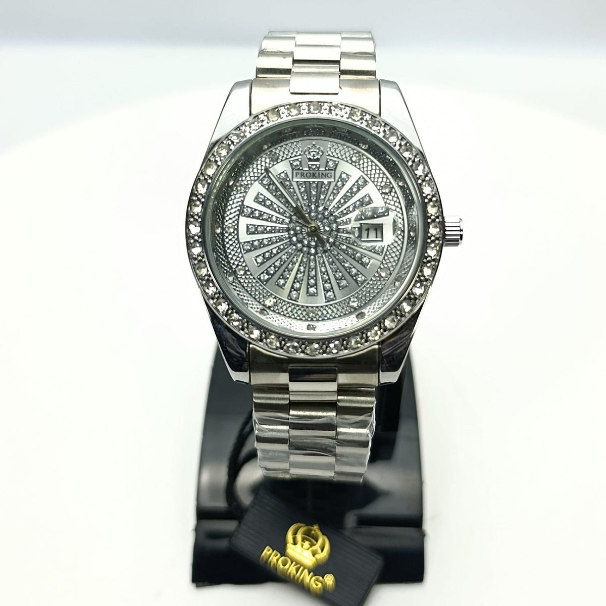 PRO-KING Original 8416G Men’s Crystal Watch – Full Stone Dial | Date