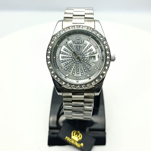 PRO-KING Original 8416G Men’s Crystal Watch – Full Stone Dial | Date