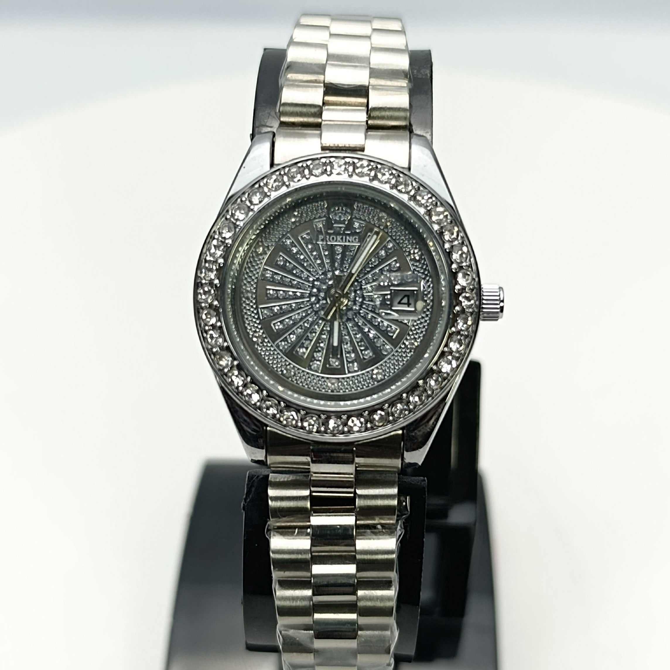 Proking Original 8416L Ladies Luxury Crystal Watch – Date (Grey)