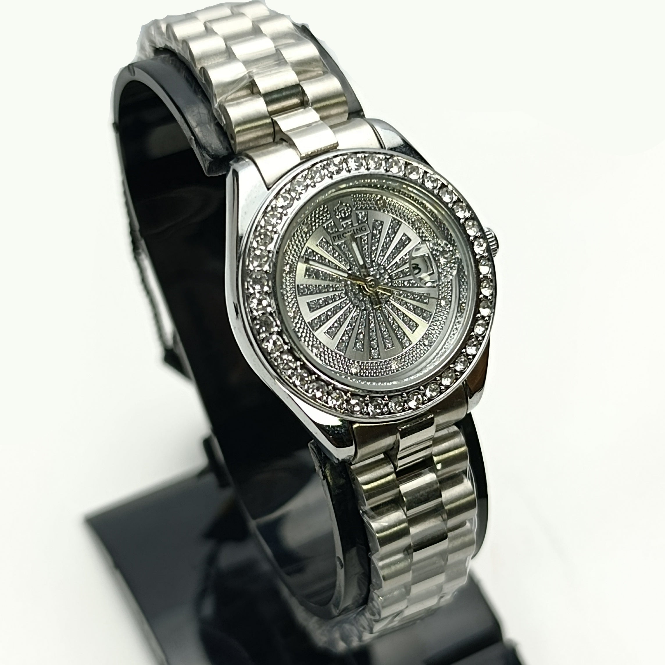 Proking Original 8416L Ladies Luxury Crystal Watch – Date (Silver)