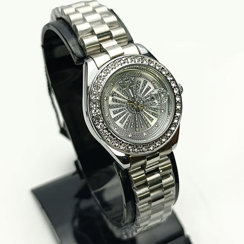 Proking Original 8416L Ladies Luxury Crystal Watch – Date (Silver)
