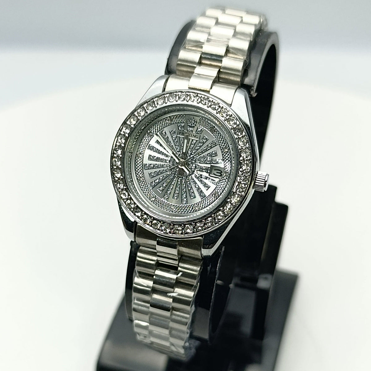 Proking Original 8416L Ladies Luxury Crystal Watch – Date (Silver)