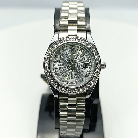 Proking Original 8416L Ladies Luxury Crystal Watch – Date (Silver)