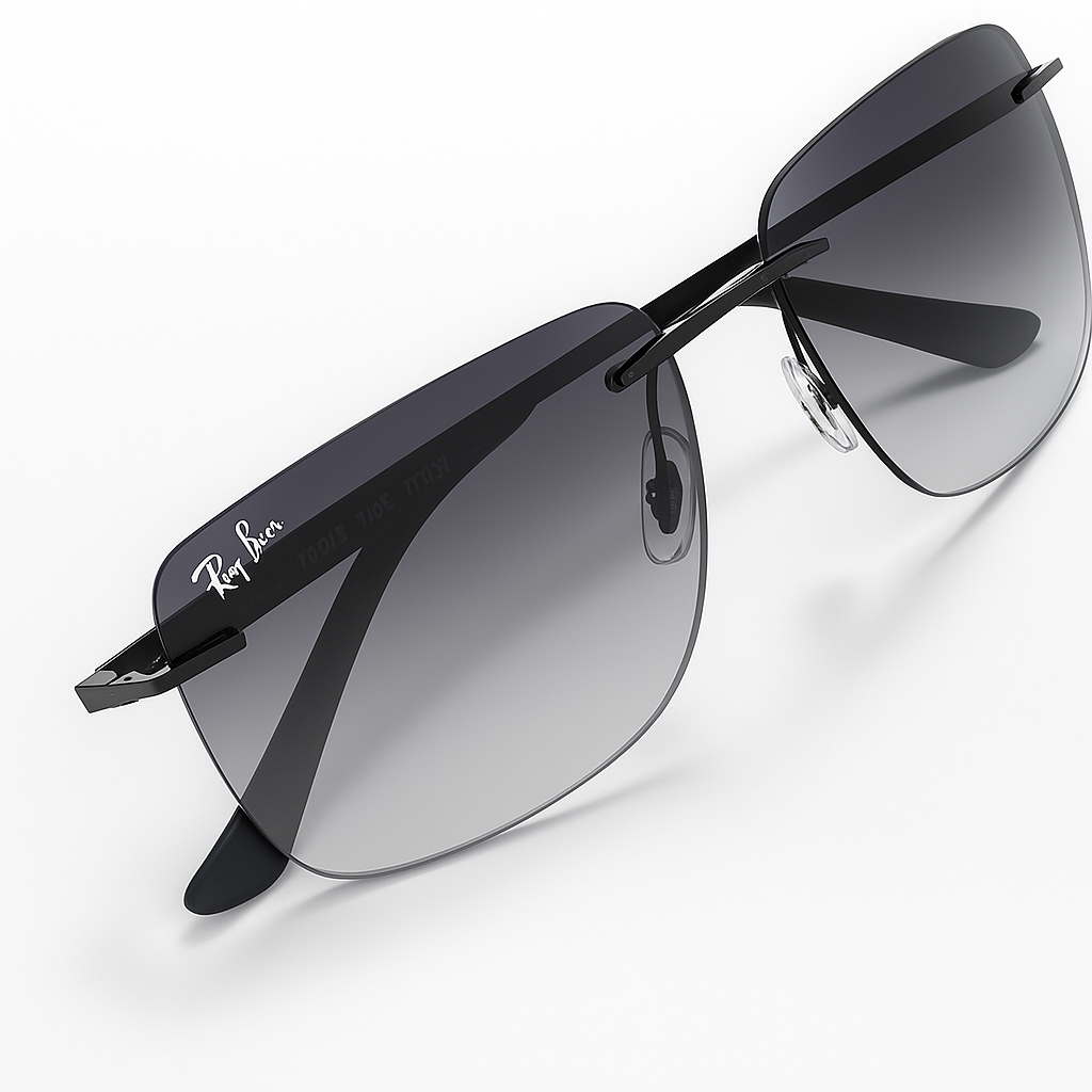 R.Bin Grey - Rimless Sunglass - Daily Wear - Fiber Sticks- Flexible- UV Protected.