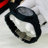 Arabic Aura Metal Heavyweight Matte Black Watch | Date Function | Butterfly Lock